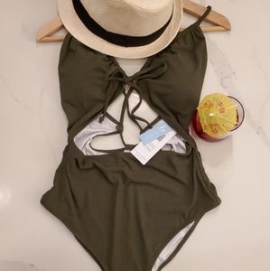 Cupshe NWT Army Green Strappy Bathing Suit XL